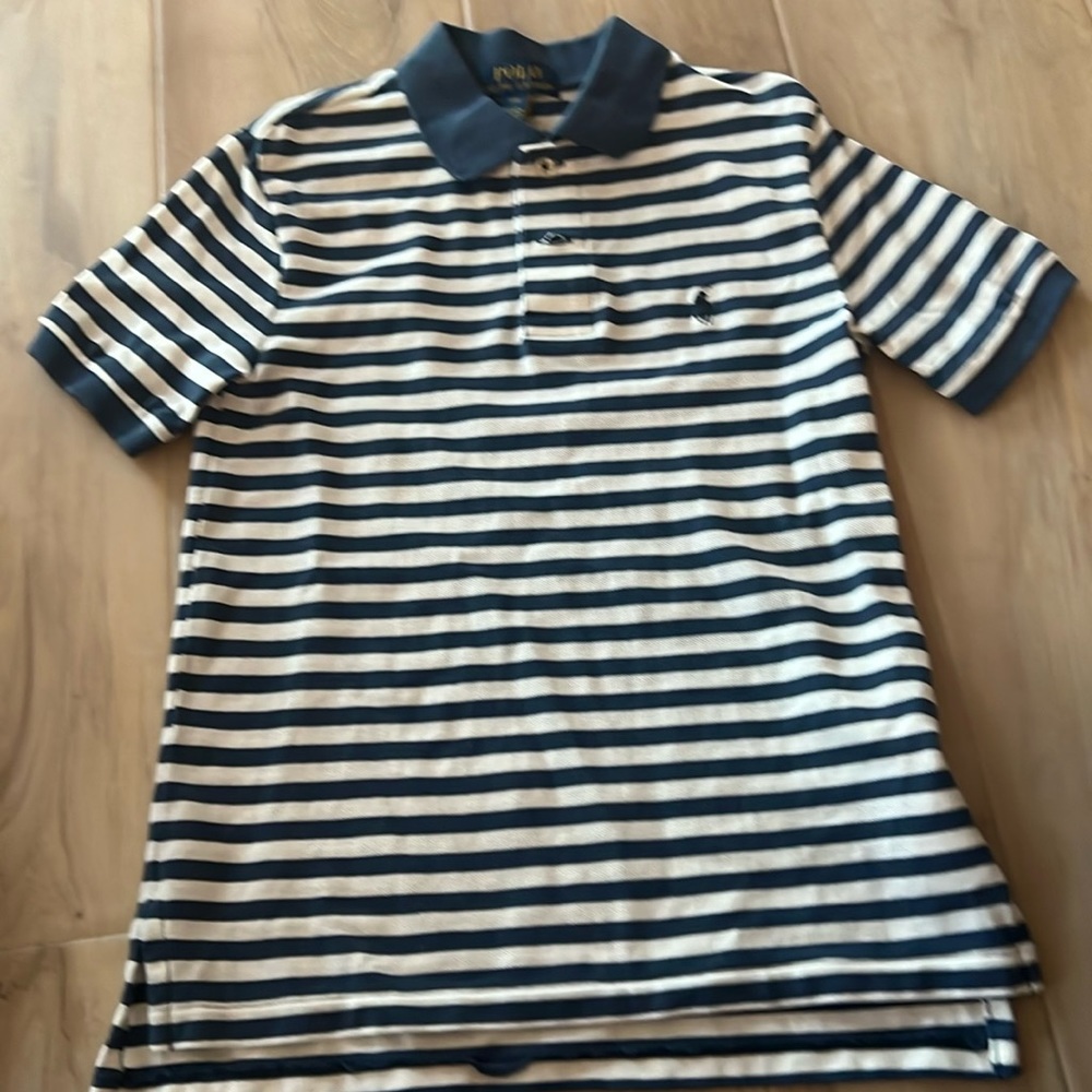 Polo Ralph Lauren blue striped polo.  Size S (8)
